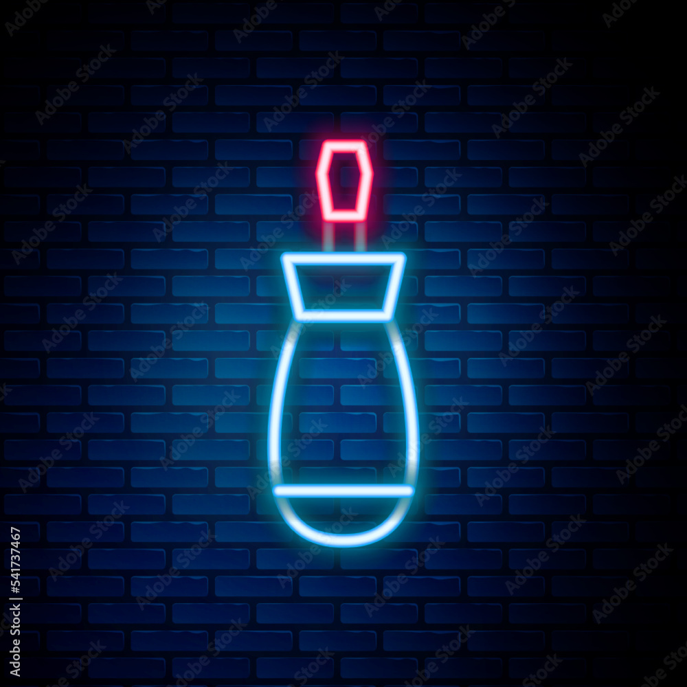 Glowing neon line Screwdriver icon isolated on brick wall background. Service tool symbol. Colorful outline concept. Vector Glowing neon line Screwdriver icon isolated on brick wall background. Service tool symbol. Colorful outline concept. Vector