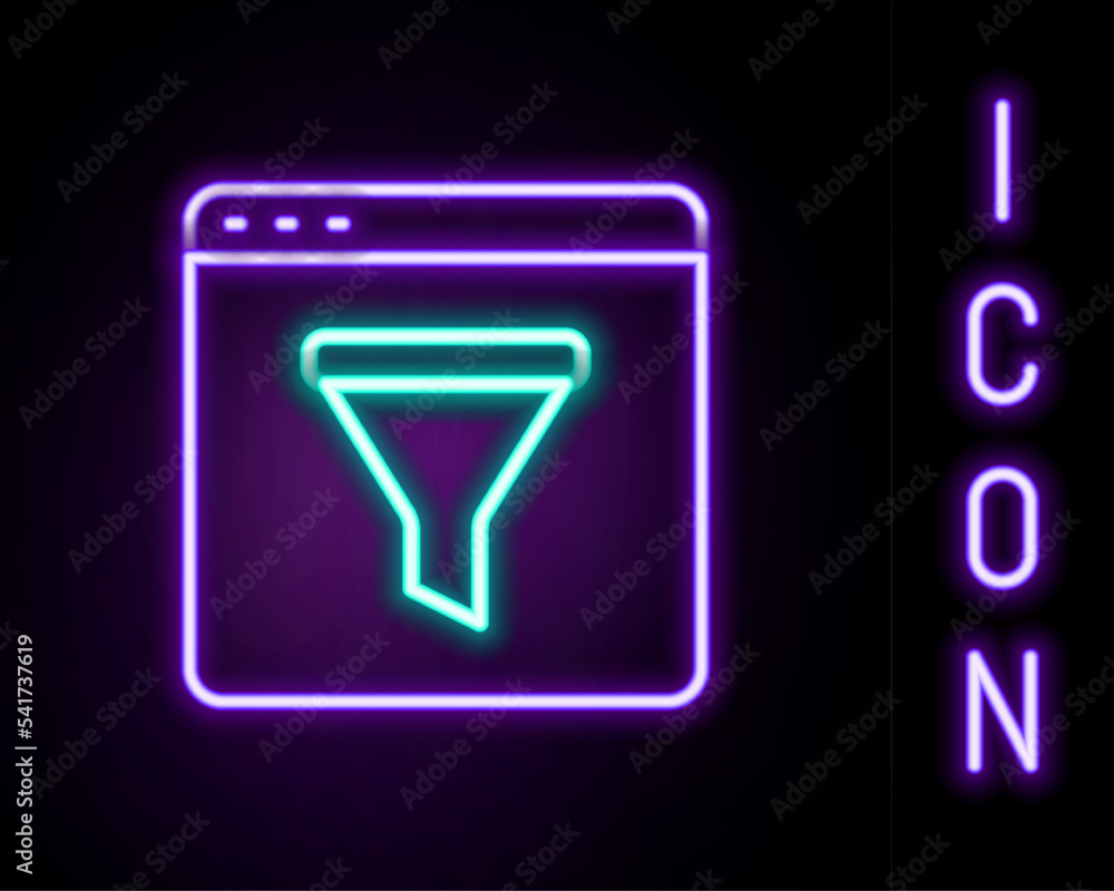 Glowing neon line Browser window icon isolated on black background. Colorful outline concept. Vector Glowing neon line Browser window icon isolated on black background. Colorful outline concept. Vector