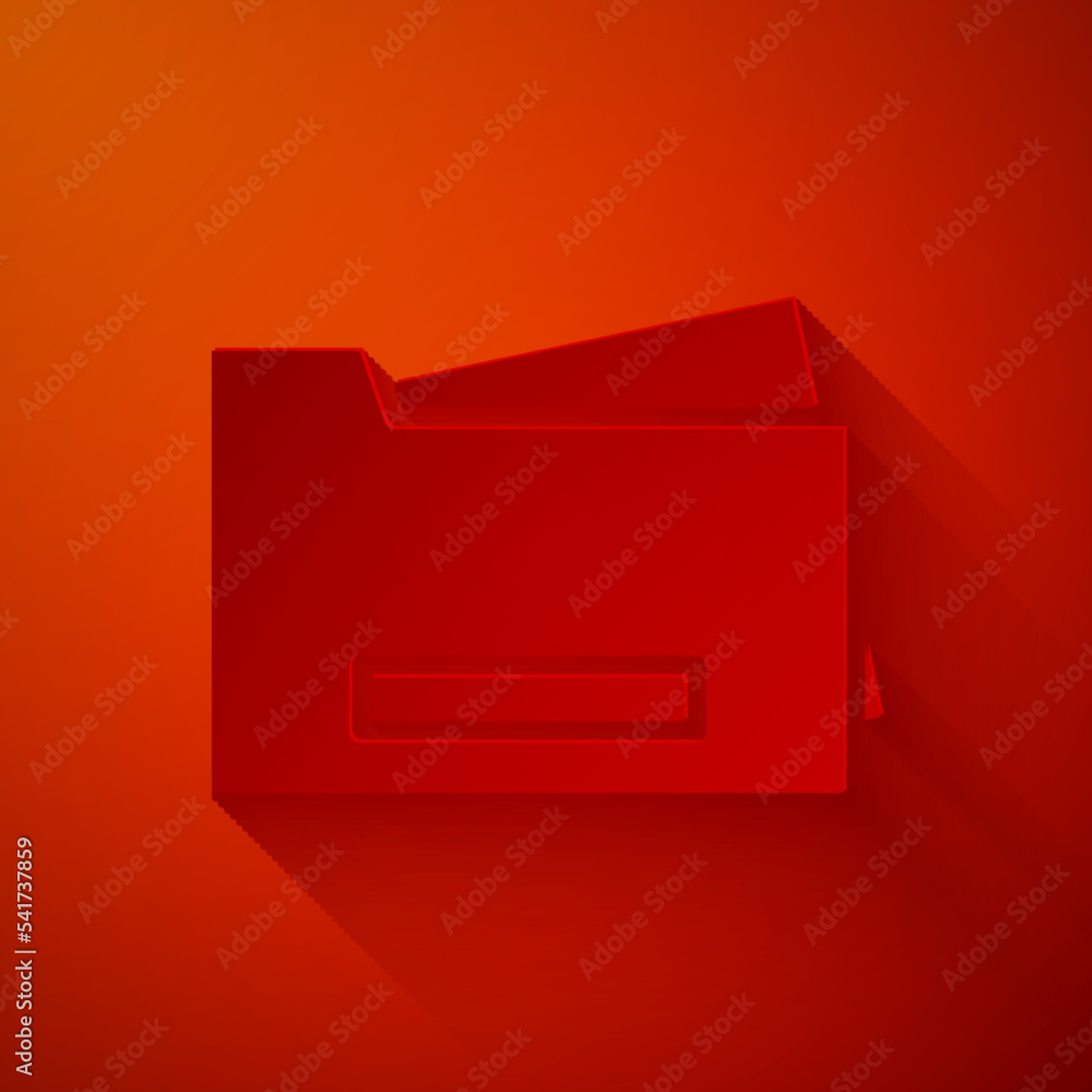 Paper cut Printer icon isolated on red background. Paper art style. Vector Paper cut Printer icon isolated on red background. Paper art style. Vector