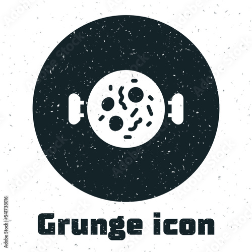 Grunge Chicken tikka masala icon isolated on white background. Indian traditional food. Monochrome vintage drawing. Vector