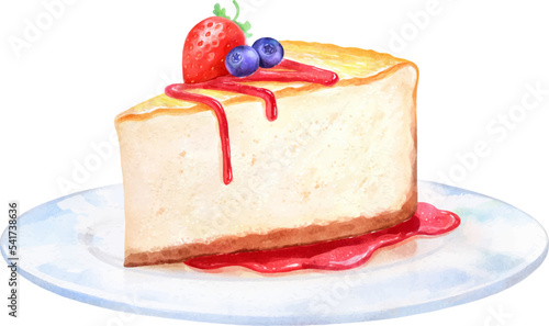 Watercolor illustration of Cheesecake dessert