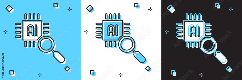 Set Computer processor with microcircuits CPU icon isolated on blue and white, black background. Chip or cpu with circuit board. Micro processor. Vector Set Computer processor with microcircuits CPU icon isolated on blue and white, black background. Chip or cpu with circuit board. Micro processor. Vector