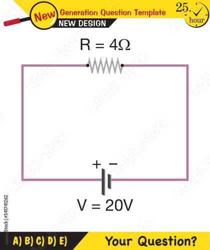 Physics lecture notes - Simple electrical circuits, next generation question template, exam question, eps