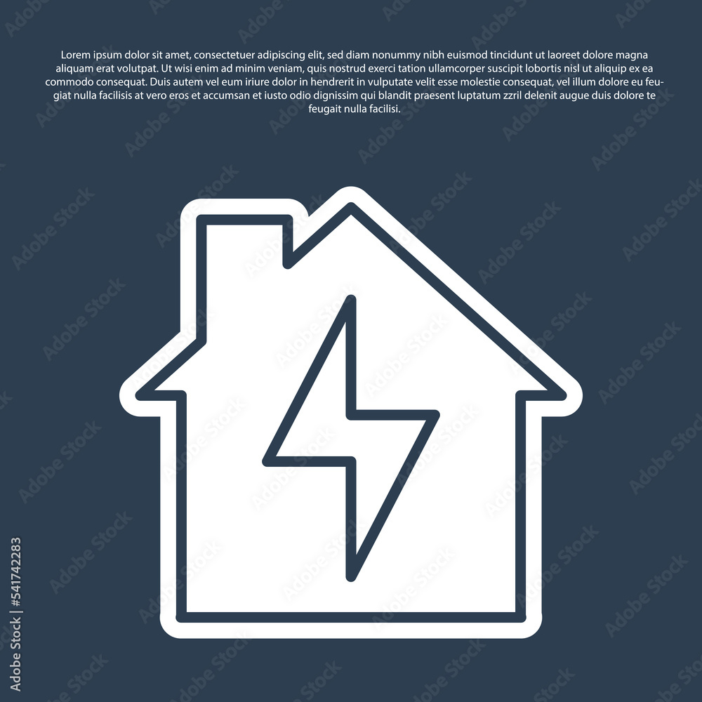 Blue line House and lightning icon isolated on blue background. Home energy. Vector Blue line House and lightning icon isolated on blue background. Home energy. Vector
