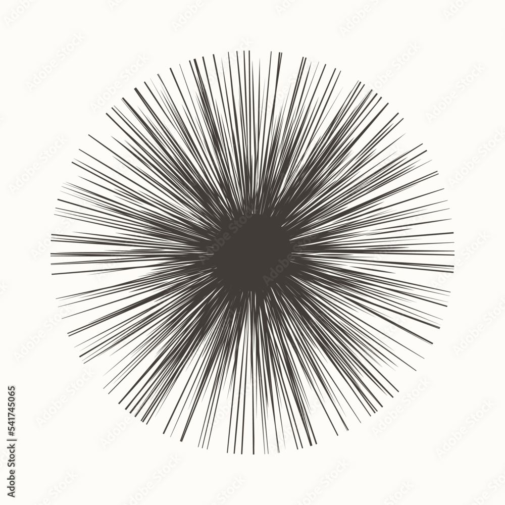 Chaotic art lines in circle, geometric symbol as sun. Abstract background or tattoo, logo, icon.