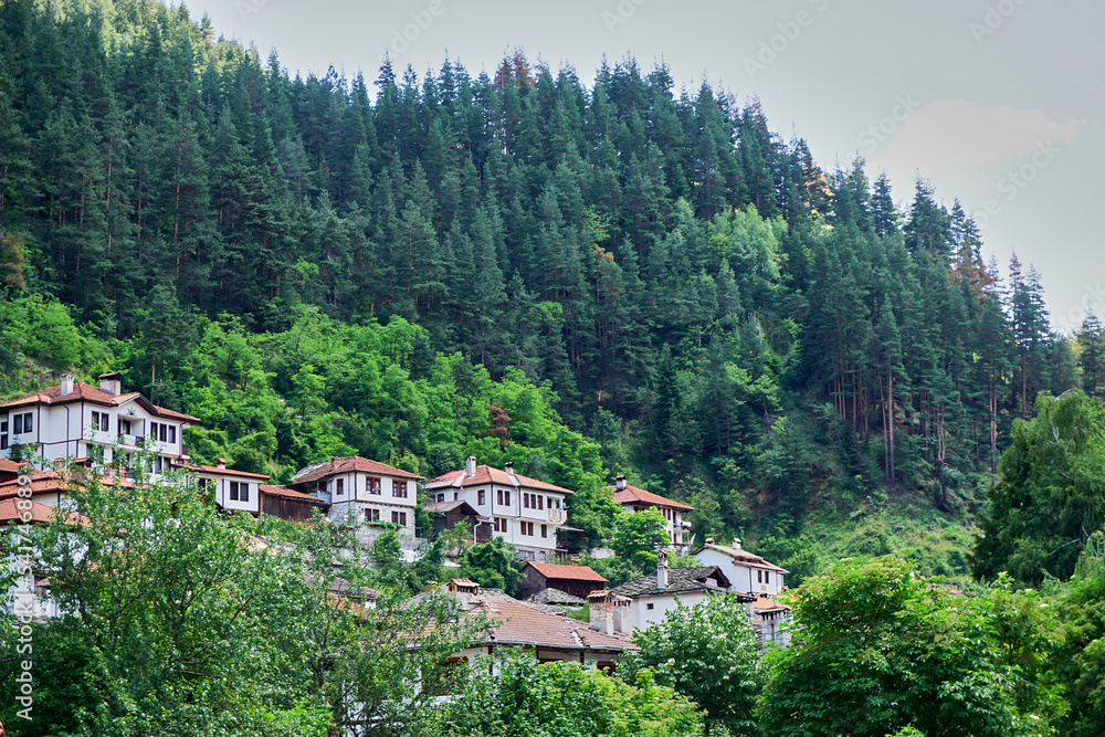 Traditional houses of Shiroka Laka village in Rhodope mountains, Bulgaria