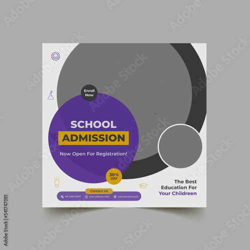 School admission social media post and banner design template