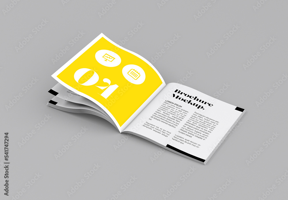 Open Square Magazine Mockup Stock Template | Adobe Stock