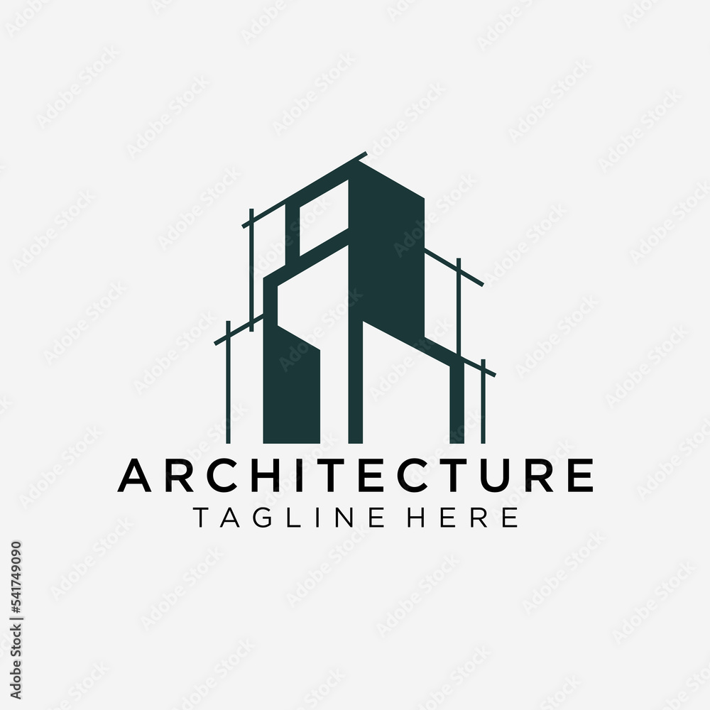 Construction logo in line art style, building, unique, Premium Vector Construction logo in line art style, building, unique, Premium Vector