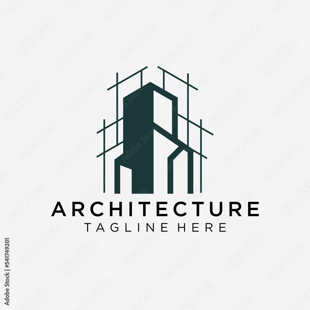 Construction logo in line art style, building, unique, Premium Vector Construction logo in line art style, building, unique, Premium Vector