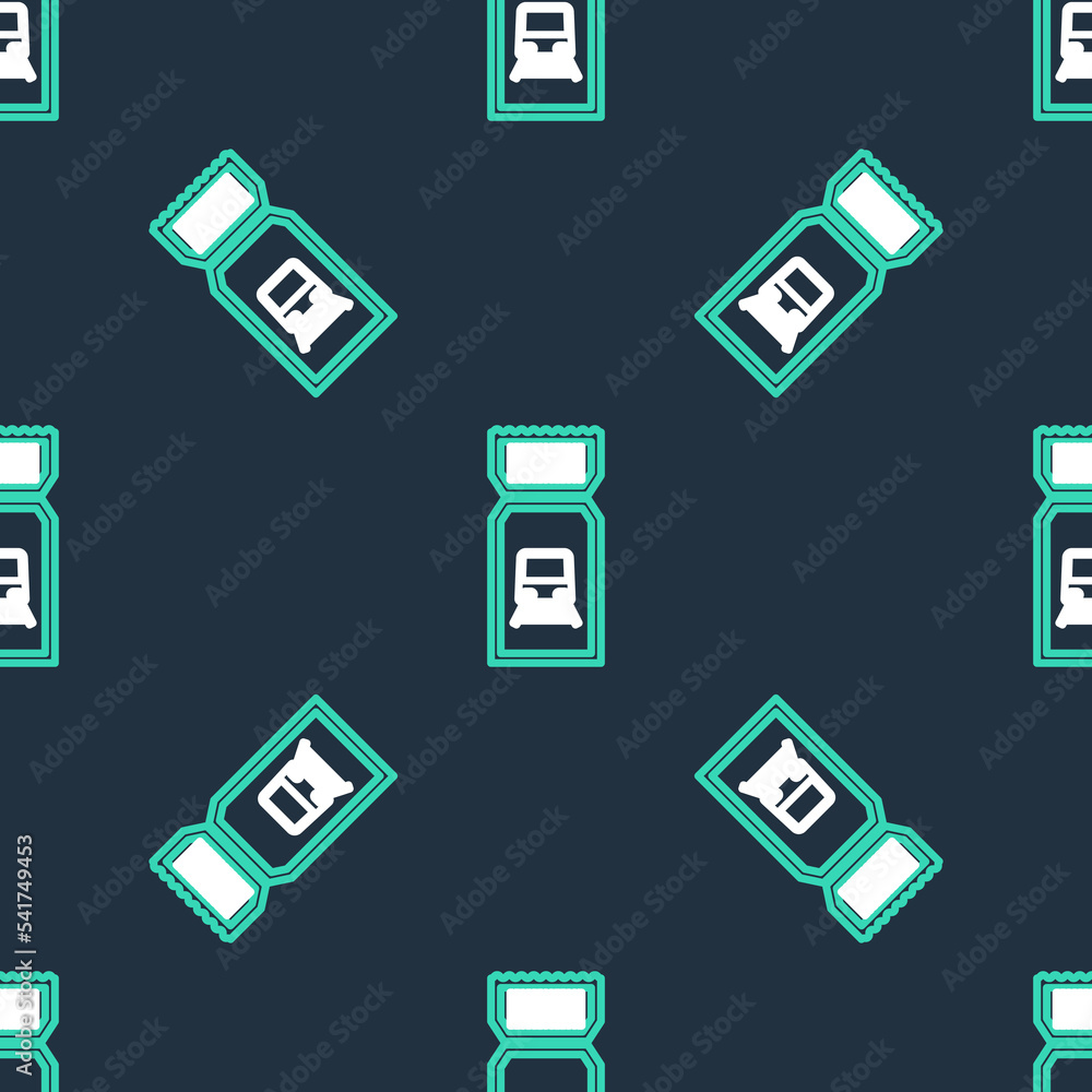 Line Train ticket icon isolated seamless pattern on black background. Travel by railway. Vector Line Train ticket icon isolated seamless pattern on black background. Travel by railway. Vector