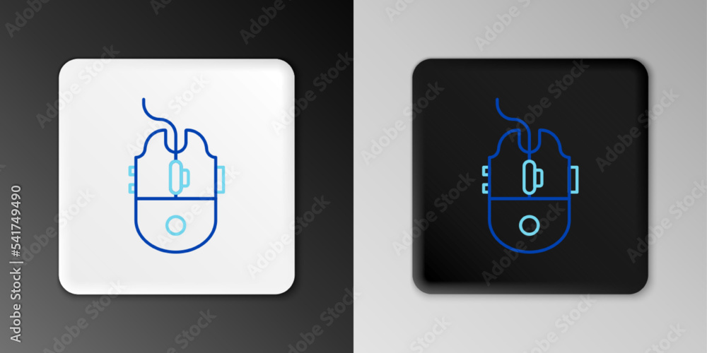 Line Computer mouse gaming icon isolated on grey background. Optical with wheel symbol. Colorful outline concept. Vector Line Computer mouse gaming icon isolated on grey background. Optical with wheel symbol. Colorful outline concept. Vector