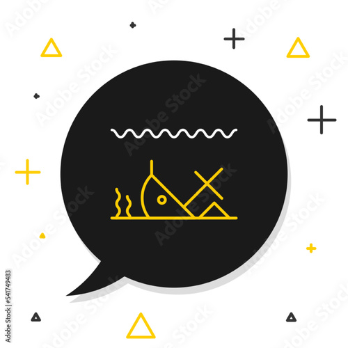 Line Sunken ship at the bottom of the sea icon isolated on white background. Colorful outline concept. Vector