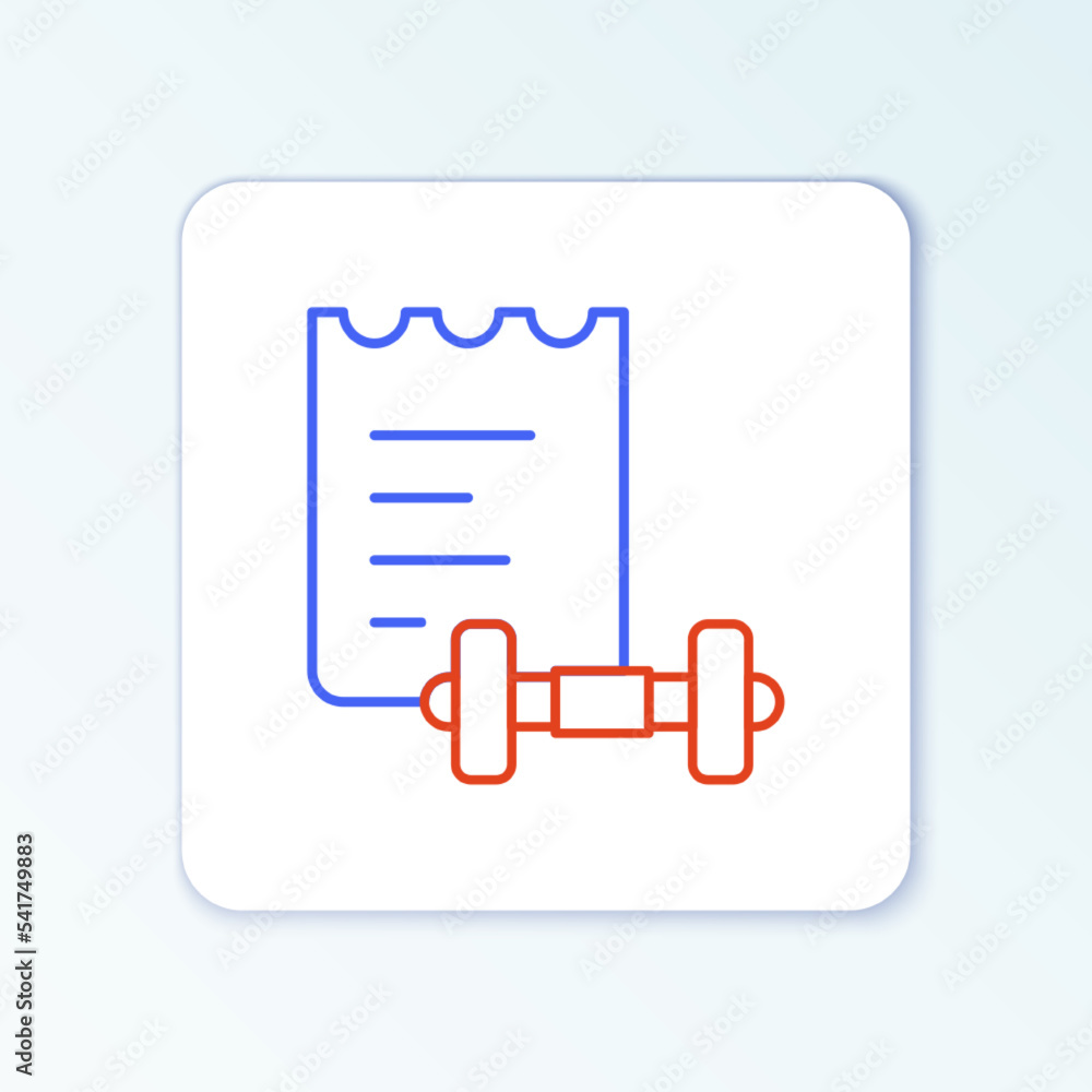 Line Sport training program or fitness plan icon isolated on white background. Colorful outline concept. Vector Line Sport training program or fitness plan icon isolated on white background. Colorful outline concept. Vector