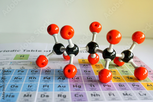 Картината върху платно Simulate Shape of covalent molecules on a periodic table background