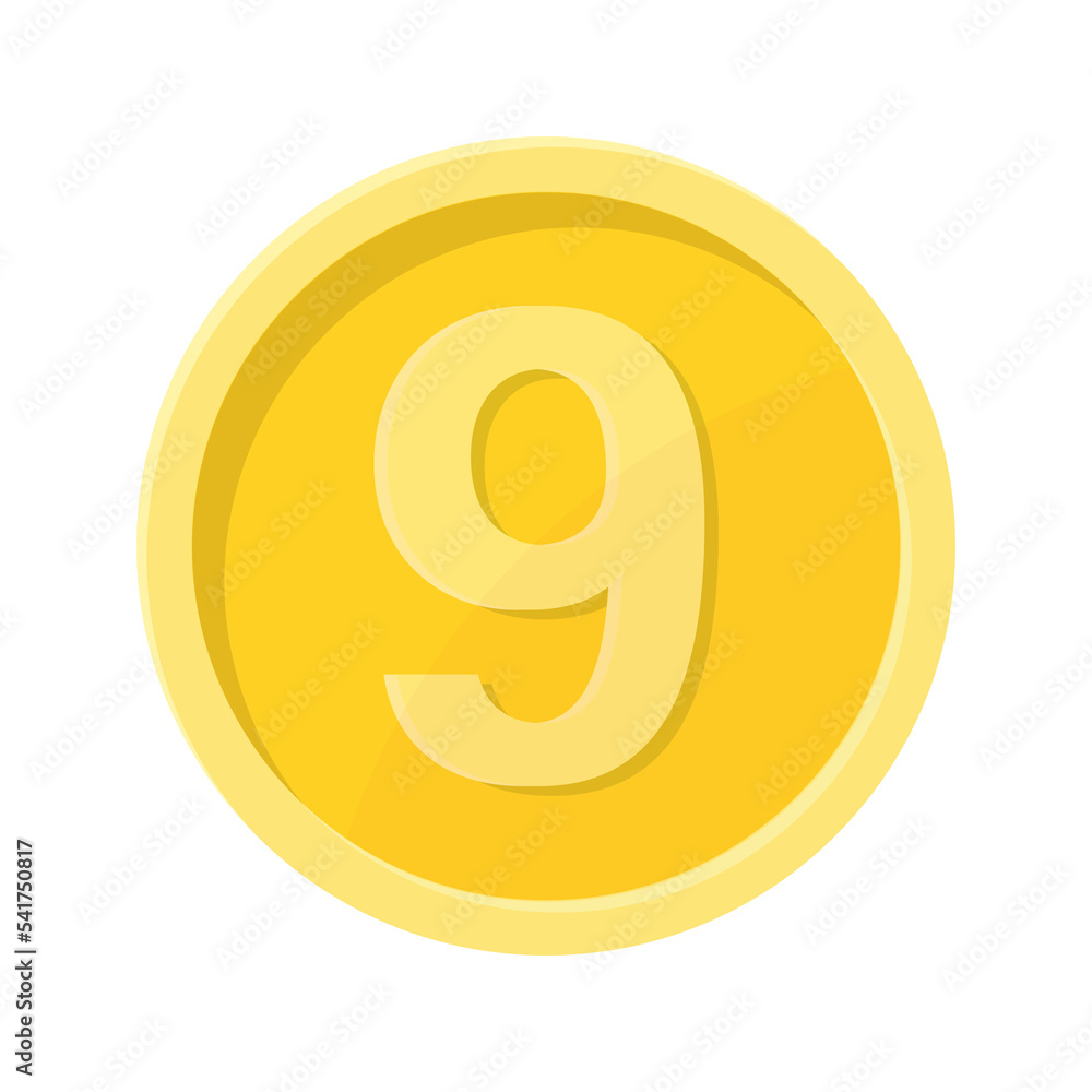 Obraz premium Simple illustration of coin with number nine Concept of internet icon