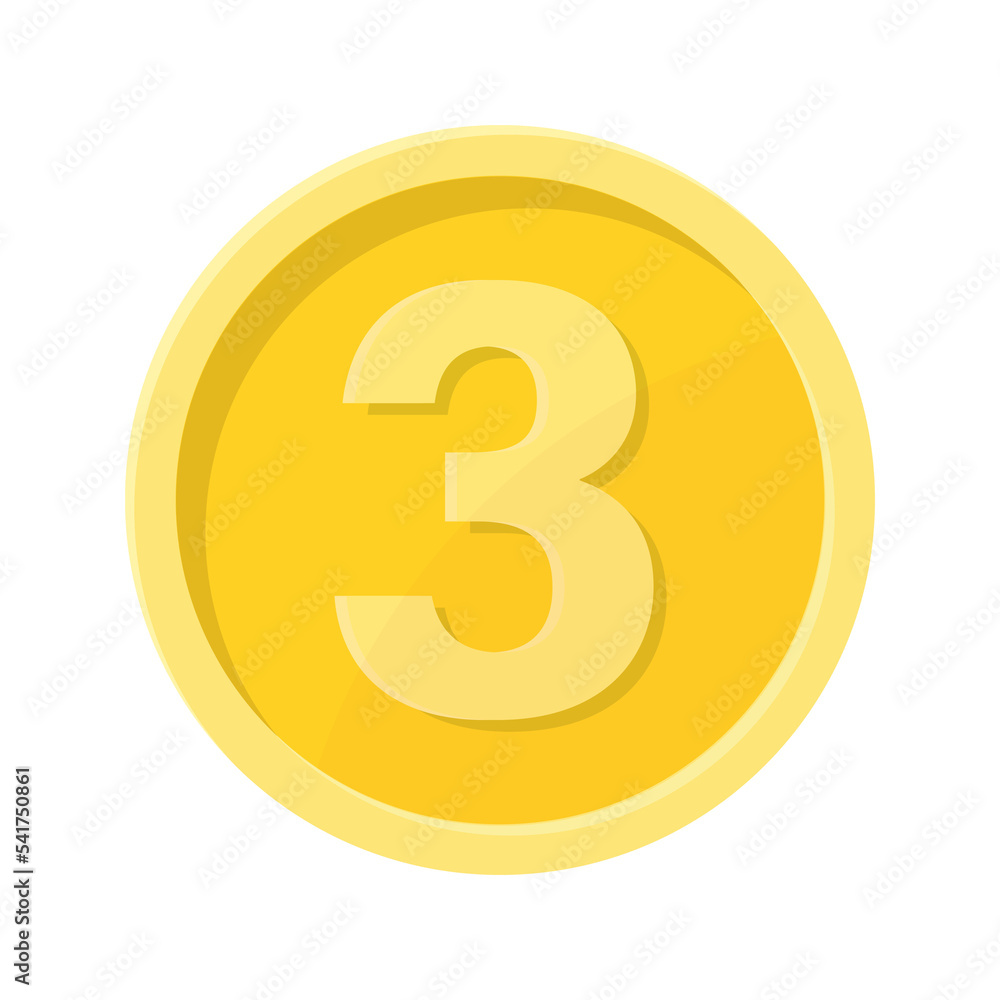 Simple illustration of coin with number three Concept of internet icon Simple illustration of coin with number three Concept of internet icon