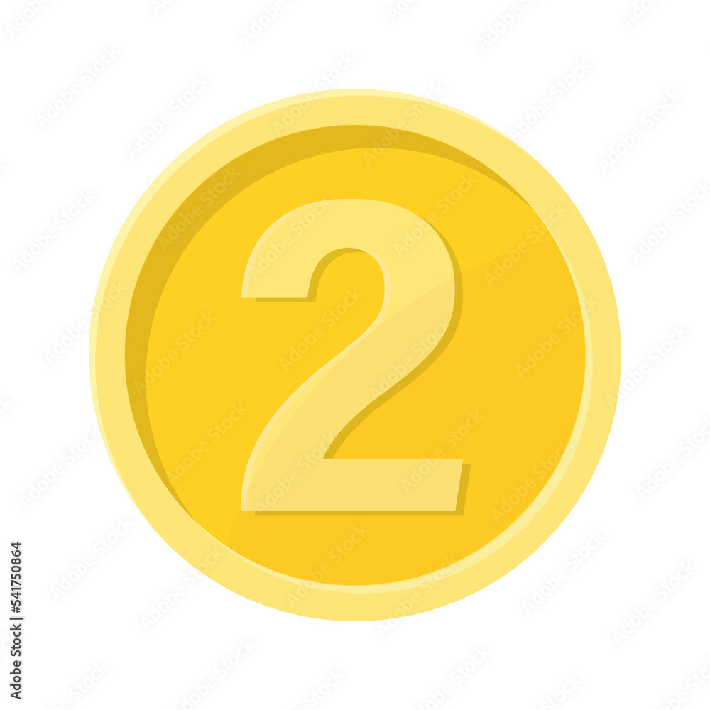 Simple illustration of coin with number two Concept of internet icon Simple illustration of coin with number two Concept of internet icon