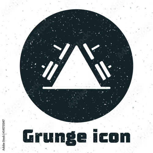 Grunge Metal rack with additional weights for barbell icon isolated on white background. Bodybuilding, fitness, sport, healthy lifestyle concept. Monochrome vintage drawing. Vector