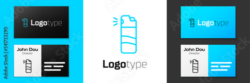 Blue line Pepper spray icon isolated on white background. OC gas. Capsicum self defense aerosol. Logo design template element. Vector