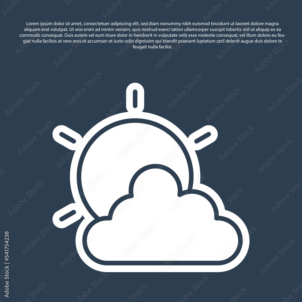 Fototapeta premium Blue line Sun and cloud weather icon isolated on blue background. Vector