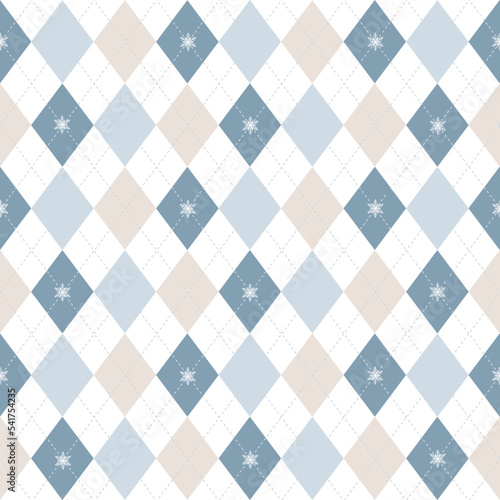 Φωτογραφία Winter Argyle plaid with Snowflake