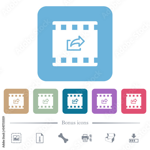 Export movie flat icons on color rounded square backgrounds © botond1977
