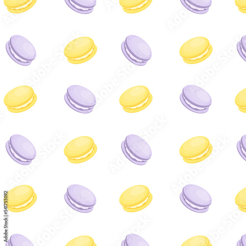 Cute macarons seamless pattern, vector illustration	
