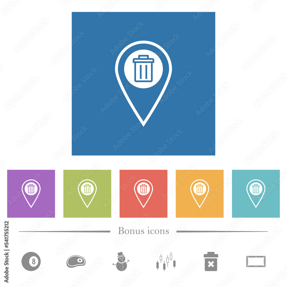Delete GPS location flat white icons in square backgrounds Delete GPS location flat white icons in square backgrounds
