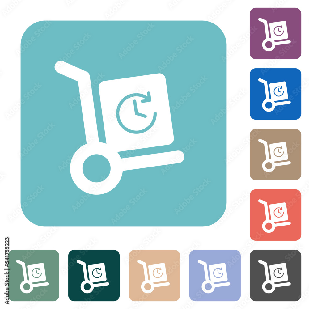 Express up parcel delivery solid rounded square flat icons