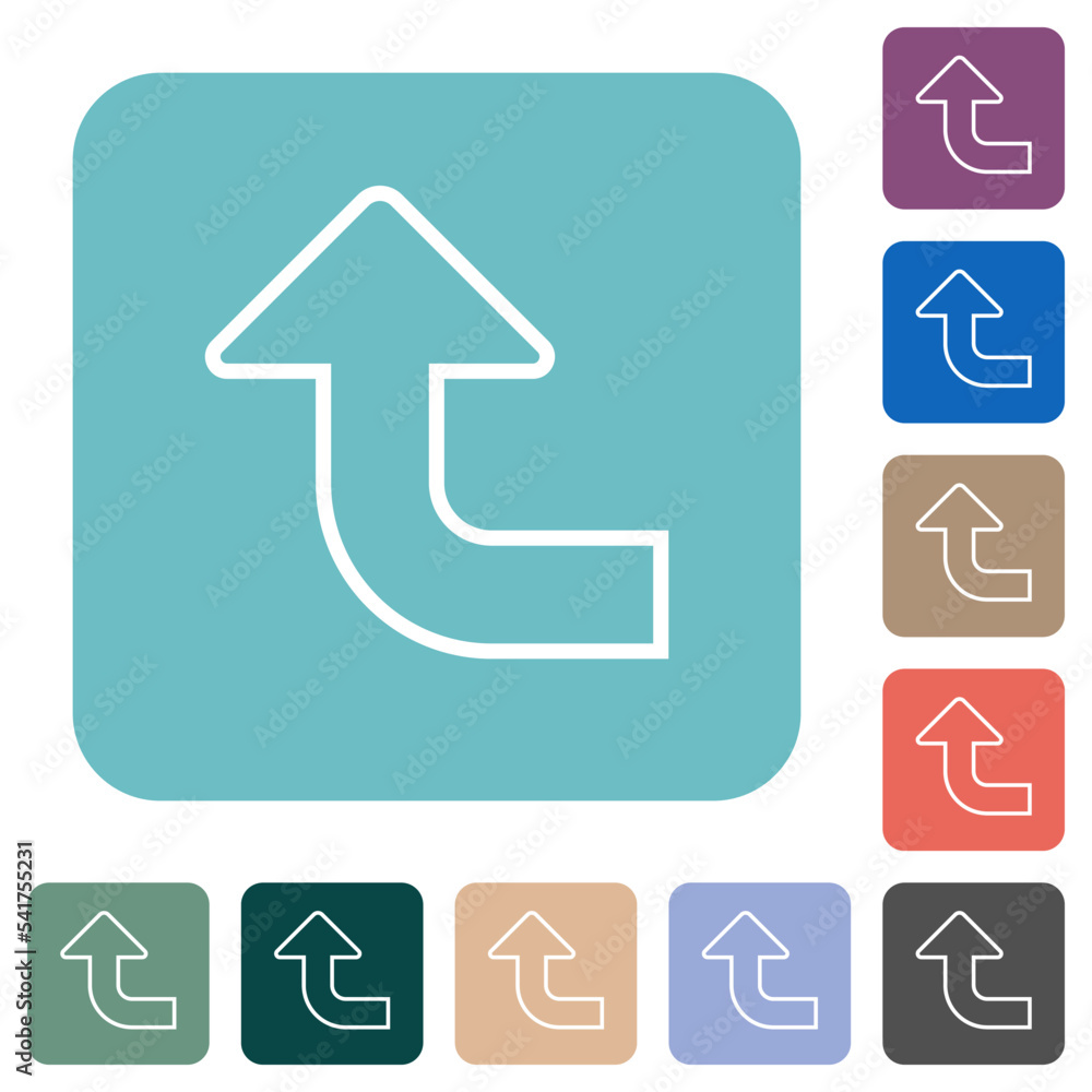 Left top side turn arrow outline rounded square flat icons Left top side turn arrow outline rounded square flat icons