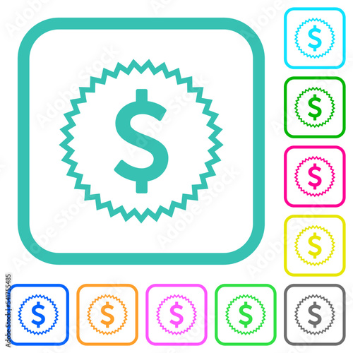 American dollar sticker alternate vivid colored flat icons