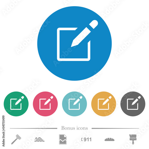 Editbox with pencil flat round icons