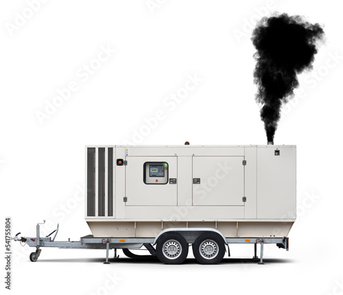 Obraz na płótnie Trailer Diesel Generator in operation on isolated background