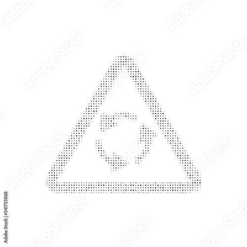 The roundabout symbol filled with black dots. Pointillism style. Vector illustration on white background