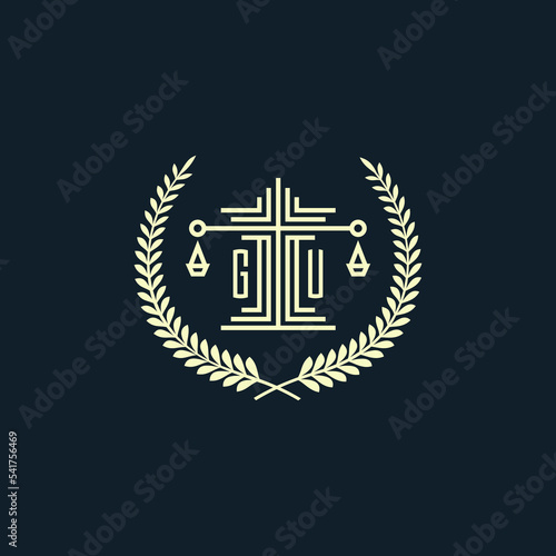 Initial GU  design for law, lawyer or law firm that can be used as logo or seal, logo vector, icon, illustration.eps
