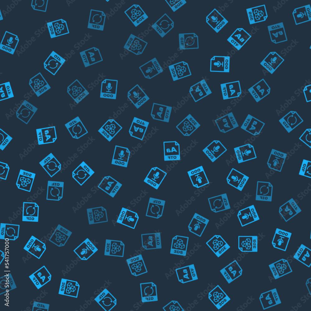 Set 3DS file document, OGG, OTF and GIF on seamless pattern. Vector Set 3DS file document, OGG, OTF and GIF on seamless pattern. Vector