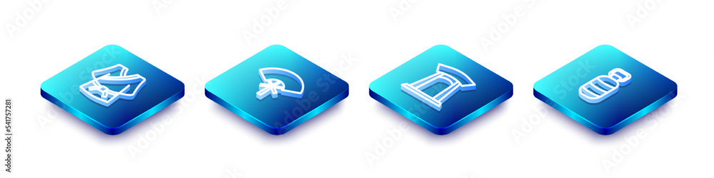Set Isometric line Kimono, Traditional fan, Korean gate and lantern icon. Vector Set Isometric line Kimono, Traditional fan, Korean gate and lantern icon. Vector