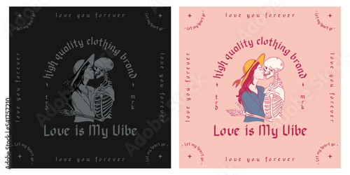 Couple women kiss skeleton boho tattoo art