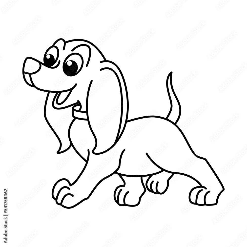 Cute dog cartoon characters vector illustration. For kids coloring book. Cute dog cartoon characters vector illustration. For kids coloring book.