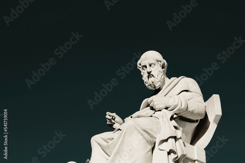 Statue of the ancient Greek philosopher Plato in Athens, Greece