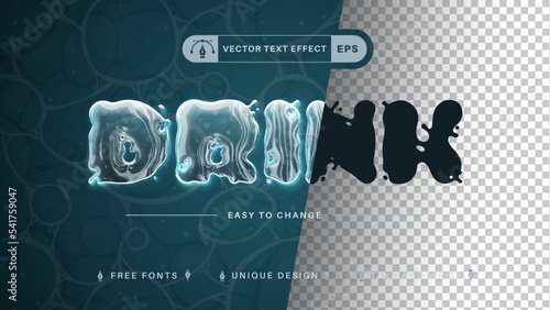 Transparent Drink - Editable Text Effect, Font Style