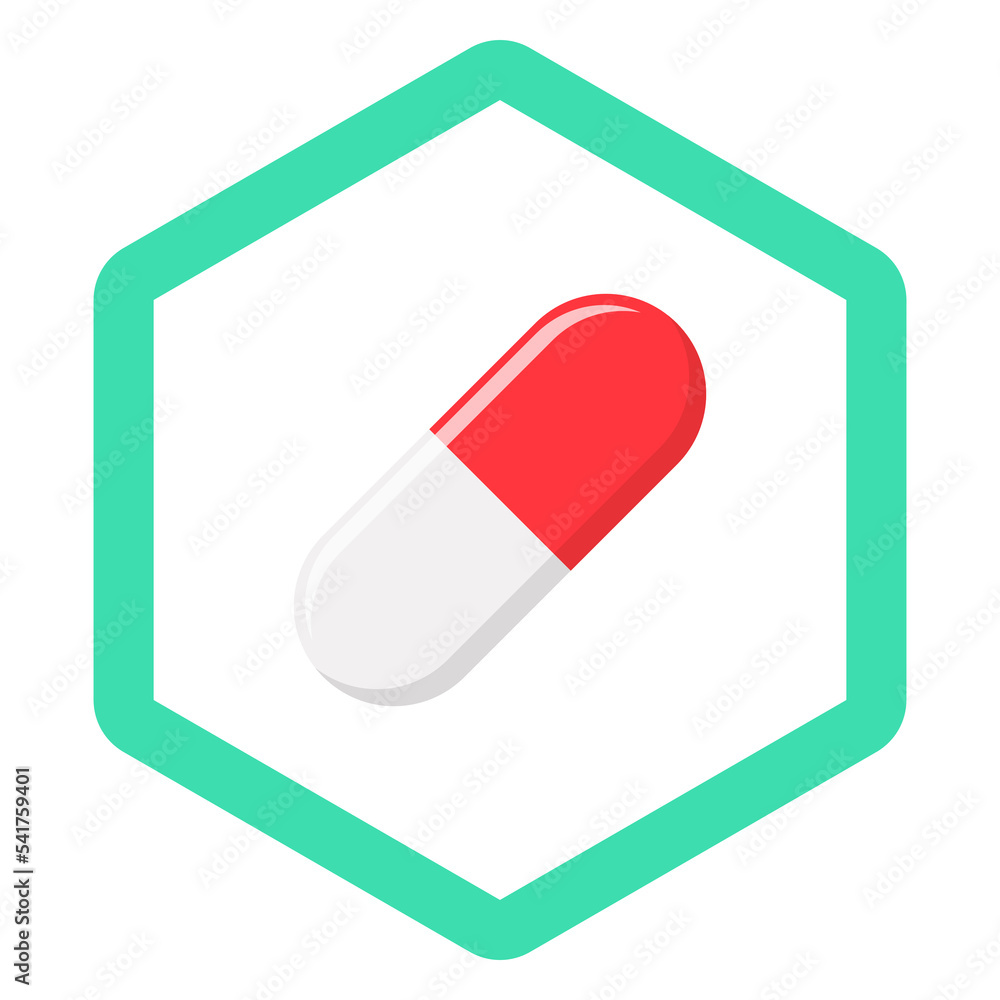 Red Pill Capsule, Medicine, vector mark symbols green style. Isolated icon. Red Pill Capsule, Medicine, vector mark symbols green style. Isolated icon.