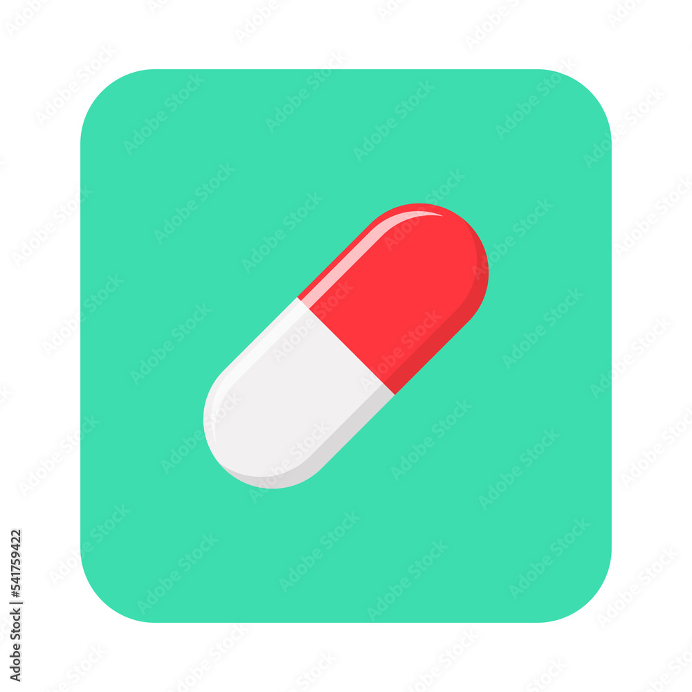 Red Pill Capsule, Medicine, vector mark symbols green style. Isolated icon. Red Pill Capsule, Medicine, vector mark symbols green style. Isolated icon.
