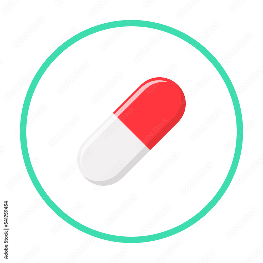 Red Pill Capsule, Medicine, vector mark symbols green style. Isolated icon. Red Pill Capsule, Medicine, vector mark symbols green style. Isolated icon.