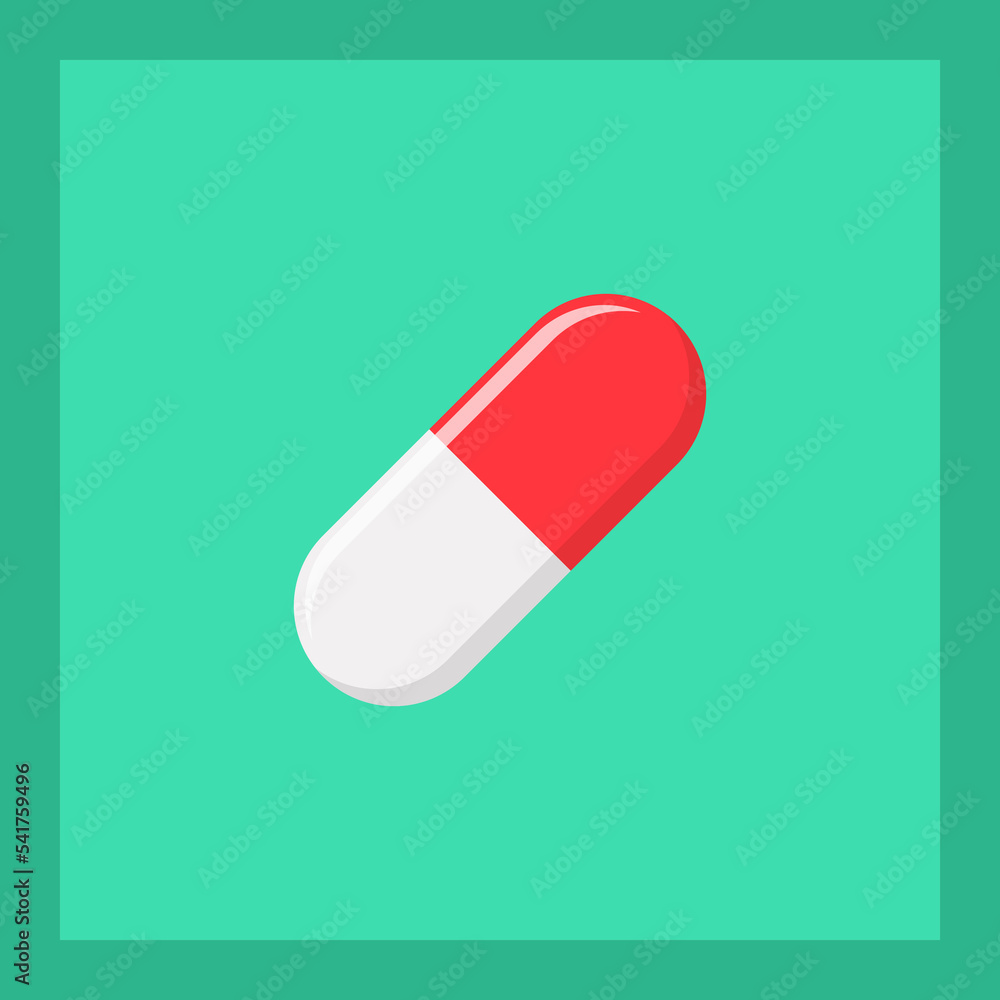 Red Pill Capsule, Medicine, vector mark symbols green style. Isolated icon. Red Pill Capsule, Medicine, vector mark symbols green style. Isolated icon.