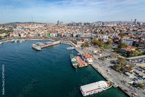 Aerial view of Kadikoy district on the Marmara Sea coast of the Asian side of Istanbul, Turkey. photo