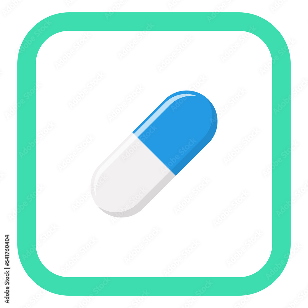 Blue Pill Capsule, Medicine, vector mark symbols green style. Isolated icon. Blue Pill Capsule, Medicine, vector mark symbols green style. Isolated icon.