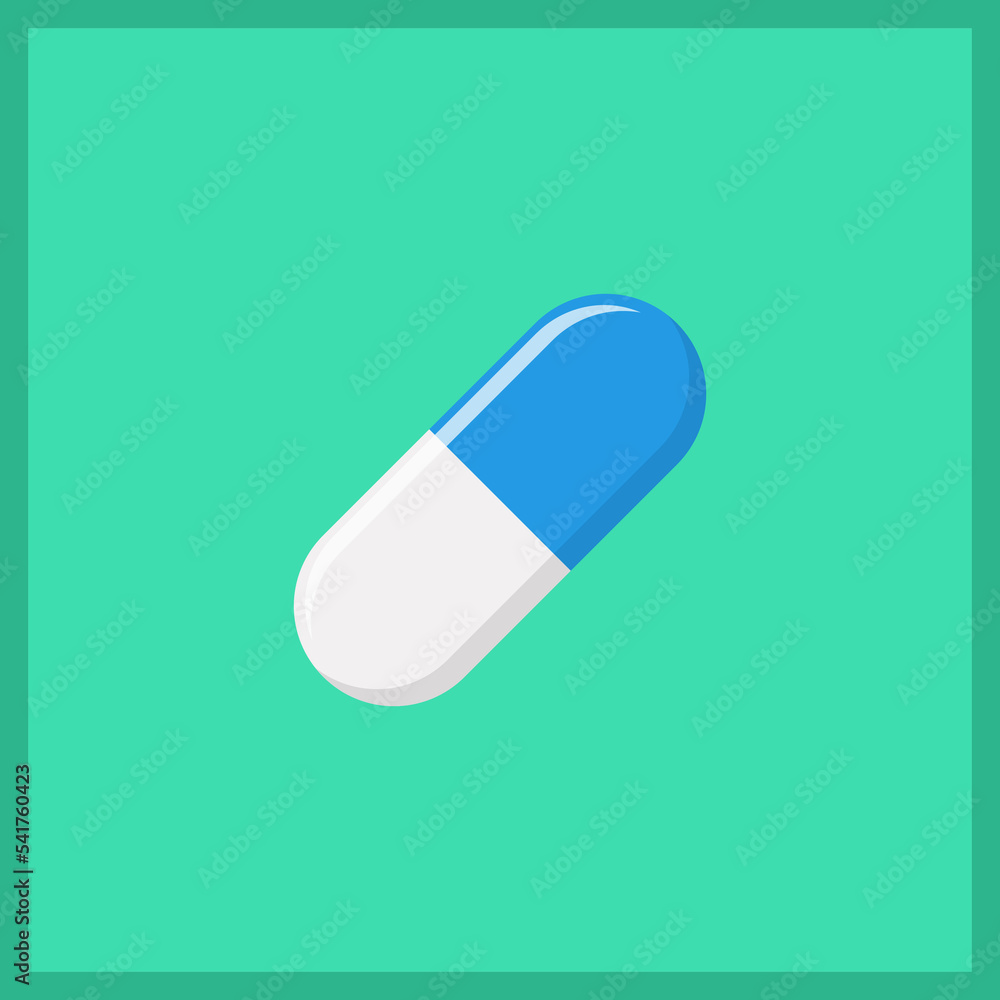 Blue Pill Capsule, Medicine, vector mark symbols green style. Isolated icon. Blue Pill Capsule, Medicine, vector mark symbols green style. Isolated icon.
