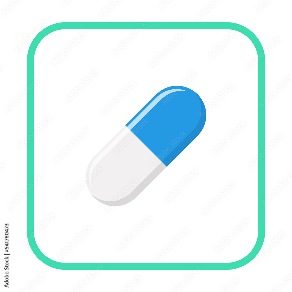 Blue Pill Capsule, Medicine, vector mark symbols green style. Isolated icon. Blue Pill Capsule, Medicine, vector mark symbols green style. Isolated icon.